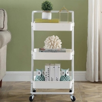 Τρόλεϊ- καλάθι, Υ87x45x37 εκ., με 3 θήκες αποθήκευσης, λευκό Τρόλεϊ- καλάθι, Υ87x45x37 εκ., με 3 θήκες αποθήκευσης, λευκό