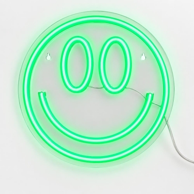 Φωτιζόμενο διακοσμητικό LED Neon Smiley πράσινο 25x25εκ.