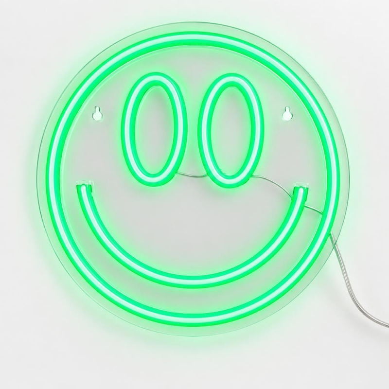 Φωτιζόμενο διακοσμητικό LED Neon Smiley πράσινο 25x25εκ.