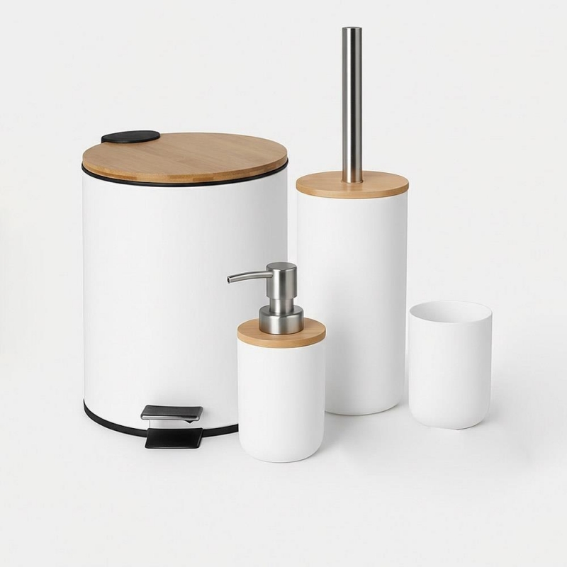 Σετ αξεσουάρ μπάνιου Nextdeco λευκό 4 τεμαχίων