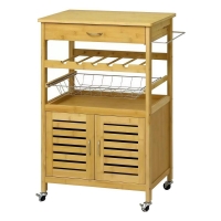 Τρόλεϊ κουζίνας με ντουλάπι μπαμπού Υ88x60x36xεκ. Τρόλεϊ κουζίνας με ντουλάπι μπαμπού Υ88x60x36xεκ.