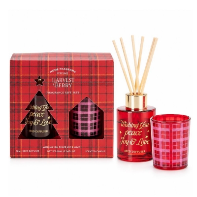 Σετ αρωματικό χώρου diffuser Harvest Berry 80ml. με κηροπήγιο