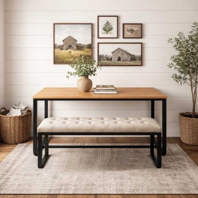 Τραπέζι - γραφείο Nextdeco ξύλινο και μεταλλικό σκελετό Υ75x160x90εκ.