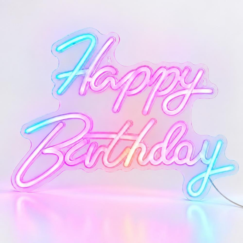 Φωτιζόμενη επιγραφή LED Neon Happy Birthday πολύχρωμο 42x28εκ. Φωτιζόμενη επιγραφή LED Neon Happy Birthday πολύχρωμο 42x28εκ.