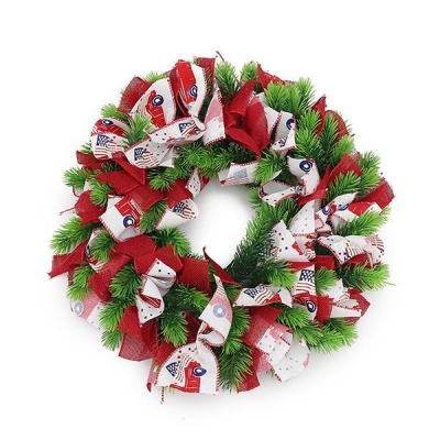 Χριστουγεννιάτικο στεφάνι πράσινο με κορδέλες Ø40εκ. Χριστουγεννιάτικο στεφάνι πράσινο με κορδέλες Ø40εκ.