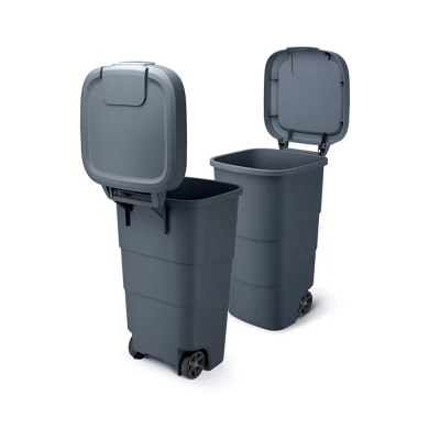 Κάδος απορριμμάτων τροχήλατος 90lt μαύρος Υ78,3x 58,3x39,4εκ,