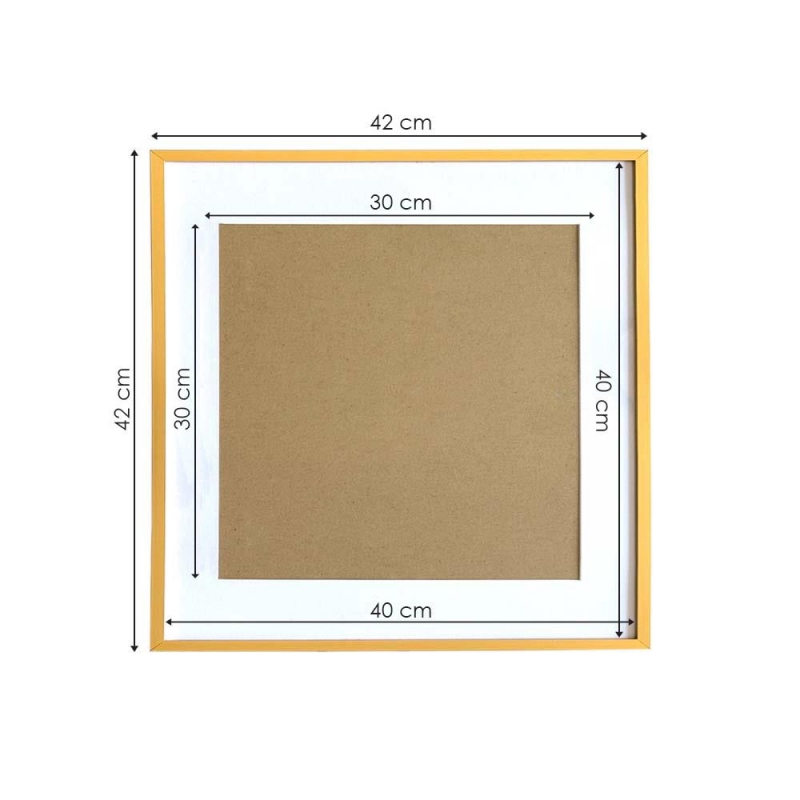 Κορνίζα τοίχου μεταλλική χρυσή με ακρυλικό τζάμι 40x40εκ.