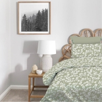 Σετ σεντόνια μονά Daisy olive από 100% βαμβάκι 175x260εκ.