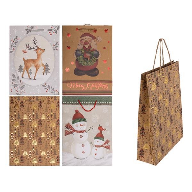 Χάρτινες τσάντες χριστουγεννιάτικες Warm Christmas Υ34,5x25x8,5εκ.