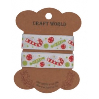 Κορδέλα χριστουγ. ζαχαρωτό  polyester 1,5εκ. x 3 μέτρα Κορδέλα χριστουγ. ζαχαρωτό  polyester 1,5εκ. x 3 μέτρα