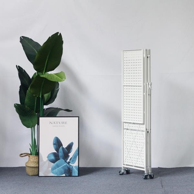 Ραφιέρα μεταλλική Nextdeco αναδιπλούμενη με ρόδες λευκή Υ87x72x36εκ.