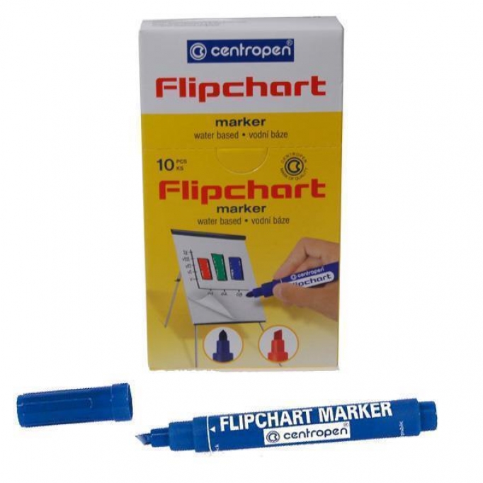 Centropen μαρκαδόρος flipchart μπλε τετρ. μύτη 4,6mm