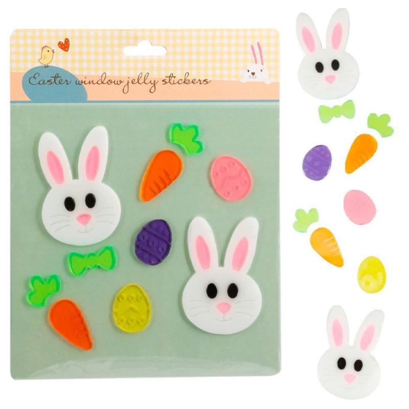 Πασχαλινά Jelly Αυτοκόλλητα Παραθύρου λαγουδάκια 20,5×25εκ.