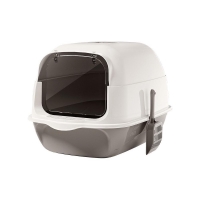 Τουαλέτα γάτας με καπάκι - πορτάκι γκρι 50×35×35εκ.