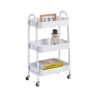 Τρόλεϊ- καλάθι Υ75x42,5x29,5εκ. με 3 θήκες αποθήκευσης λευκό