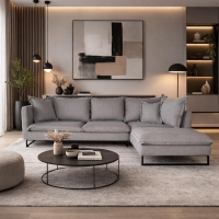 Καναπές γωνιακός Nextdeco Siegfried δεξιά γωνία γκρι Y85x286x183εκ.