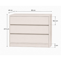 Συρταριέρα 3 συρταριών Nextdeco MDF λευκή Υ67×80×40εκ.