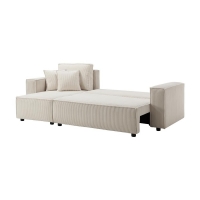 Καναπές - διπλό κρεβάτι Nextdeco γωνιακός με αποθηκευτικό χώρο μπεζ Υ82×240×92-142εκ