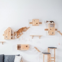 Σπιτάκι γάτας Nextdeco Natural μασίφ ξύλο Υ59x45x27εκ.