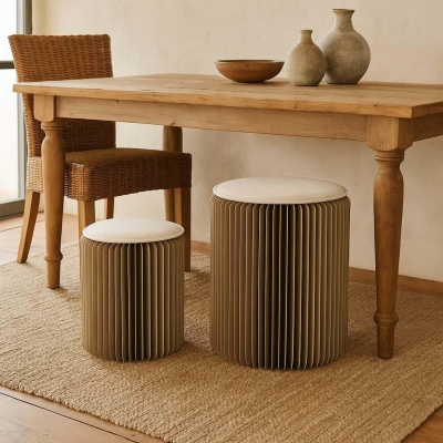 Σκαμπό χάρτινο με μαξιλάρι καθίσματος Υ30×Ø30εκ.