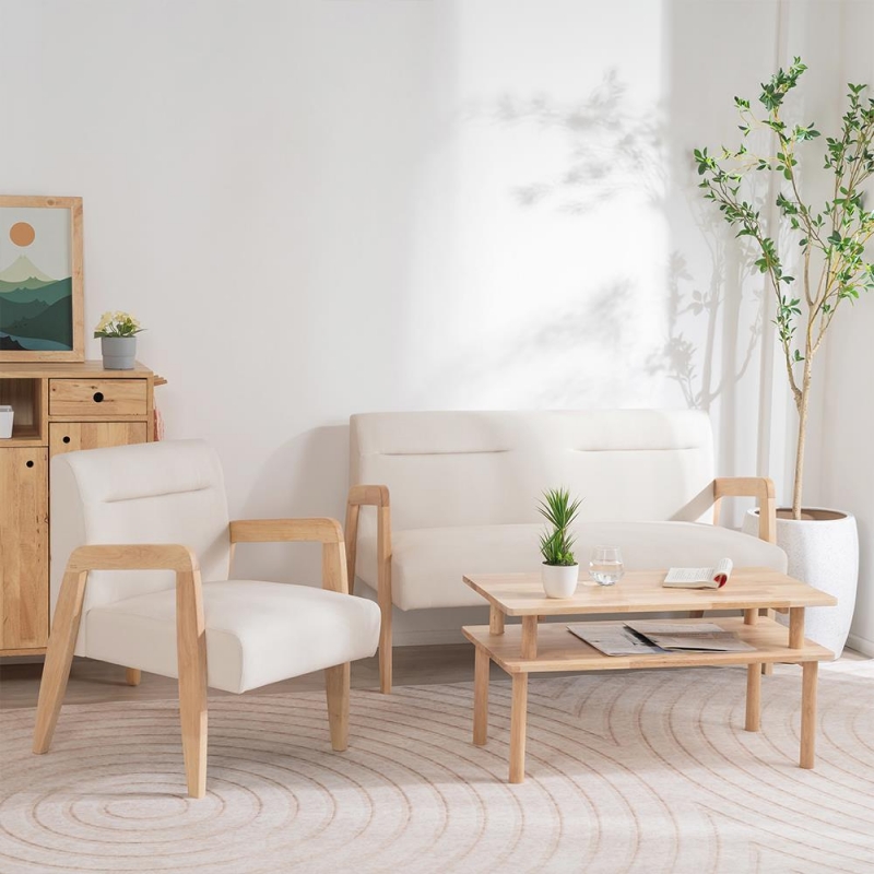 Καναπές διθέσιος Nextdeco Natural μασίφ ξύλο λευκός Υ78,5x127,6x72,5εκ. Καναπές διθέσιος Nextdeco Natural μασίφ ξύλο λευκός Υ78,5x127,6x72,5εκ.