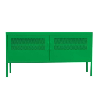 Έπιπλο τηλεόρασης μεταλλικό Nextdeco με ανοιγόμενες πόρτες πράσινο Υ60x118x40εκ.