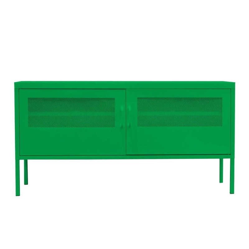 Έπιπλο τηλεόρασης μεταλλικό Nextdeco με ανοιγόμενες πόρτες πράσινο Υ60x118x40εκ.