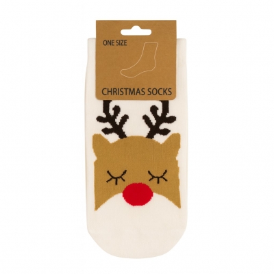 Κάλτσες Χριστουγεννιάτικες Τάρανδος με κλειστά μάτια Κάλτσες Χριστουγεννιάτικες Τάρανδος με κλειστά μάτια