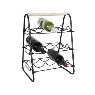 Θήκη μεταλλική μαύρη για 9 μπουκάλια κρασιού Υ48x29x9,2εκ.