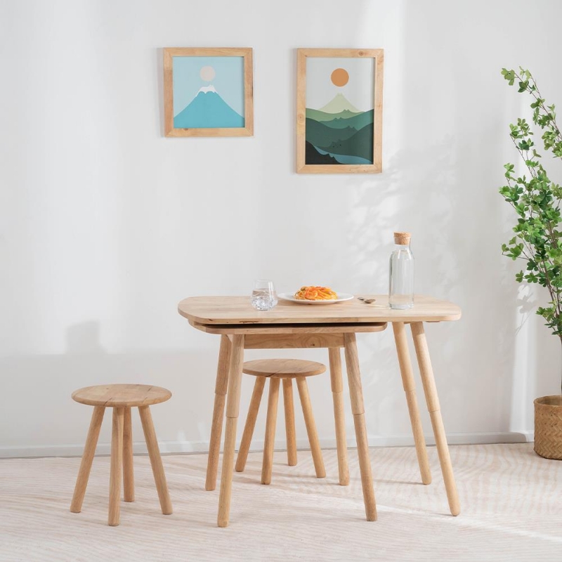 Σκαμπό Nextdeco Natural μασίφ ξύλο Υ46,5xØ34,5εκ.