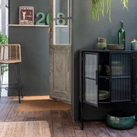 Έπιπλο τηλεόρασης μεταλλικό Nextdeco με ανοιγόμενες πόρτες μαύρο Υ80x150x35εκ.