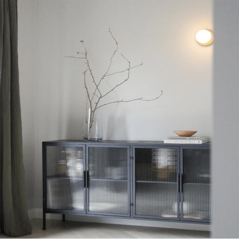 Έπιπλο τηλεόρασης μεταλλικό Nextdeco με ανοιγόμενες πόρτες μαύρο Υ80x150x35εκ.