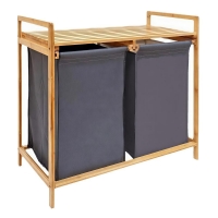 Καλάθι απλύτων διπλό Nextdeco μπαμπού Υ70x67x36.5εκ.