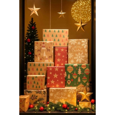 Χαρτί περιτυλίγματος craft ρολό 70x200εκ. Natural Holiday 1