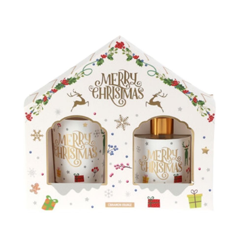 Σετ αρωματικό diffuser - κερί Χριστουγεννιάτικο Cinnamon Orange Σετ αρωματικό diffuser - κερί Χριστουγεννιάτικο Cinnamon Orange