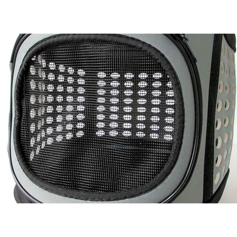 Τσάντα μεταφοράς κατοικιδίων με τρύπες γκρι Υ32×43×38εκ.