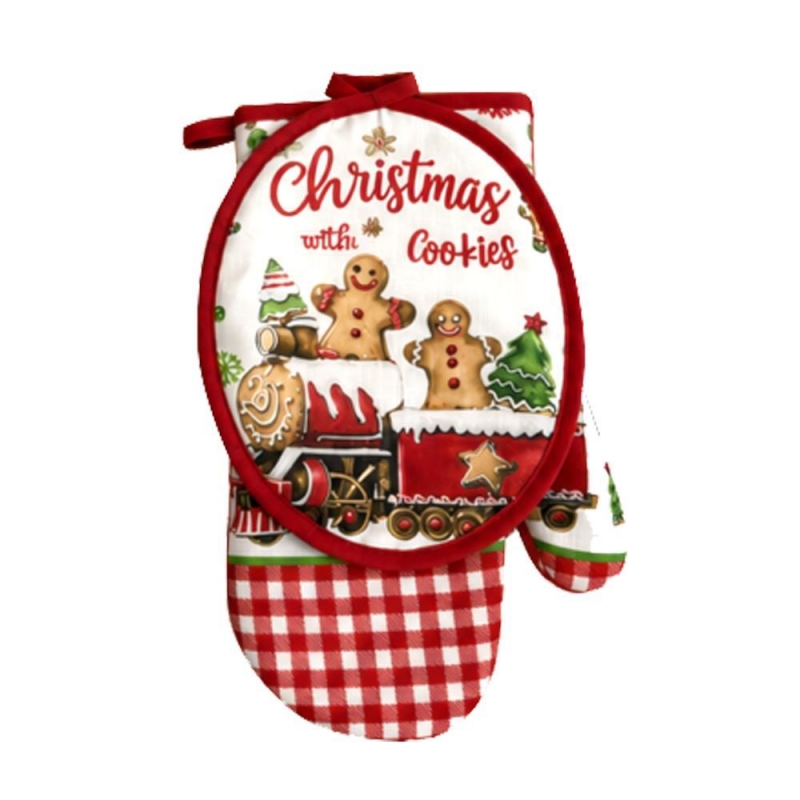 Σετ πιάστρα-γάντι φούρνου Seasonal Μπισκοτούλης 100% βαμβάκι
