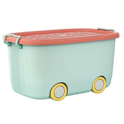 Κουτί αποθήκευσης με 4 ρόδες πράσινο παστέλ Υ24x47x30εκ.