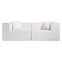 Compressed Nextdeco καναπές διθέσιος κοτλέ ιβουάρ Υ63x208x101εκ.