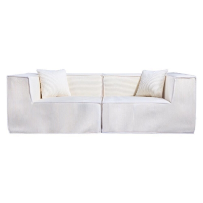 Compressed Nextdeco καναπές διθέσιος κοτλέ ιβουάρ Υ63x208x101εκ.