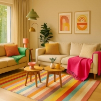 Ριχτάρι με κρόσσια πορτοκαλί 160x130εκ. Ριχτάρι με κρόσσια πορτοκαλί 160x130εκ.