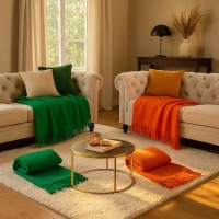 Ριχτάρι με κρόσσια πορτοκαλί 160x130εκ. Ριχτάρι με κρόσσια πορτοκαλί 160x130εκ.