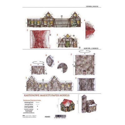 Μοντέλα με κοπτικά από χαρτί 250γρ. "Χριστουγεννιάτικα κτίρια" 21x29.7εκ. (PM-0003)