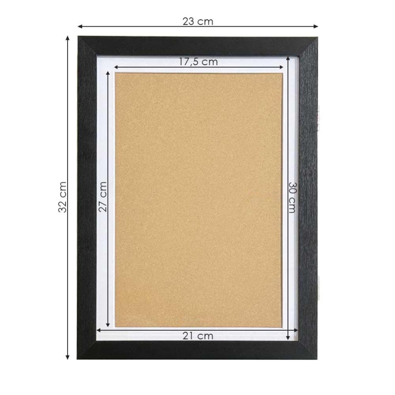 Κορνίζα για παιδικές ζωγραφιές Α4 με χώρο αποθήκευσης, μαύρη Υ30×21εκ.