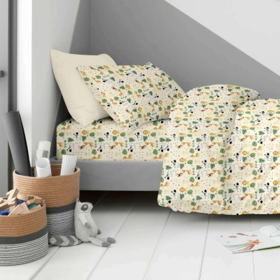 Σετ παιδικά σεντόνια μονά safari - zoo από 100% βαμβάκι 170x260εκ. Σετ παιδικά σεντόνια μονά safari - zoo από 100% βαμβάκι 170x260εκ.