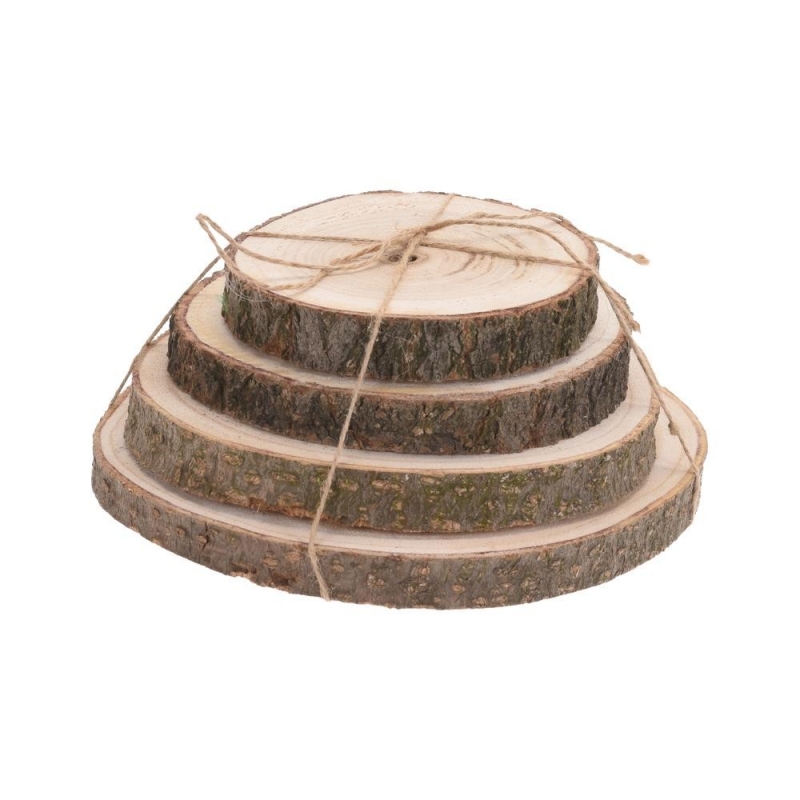 Ξύλινες φέτες με φλοιό σετ 4 τεμαχίων Ø14–20εκ.