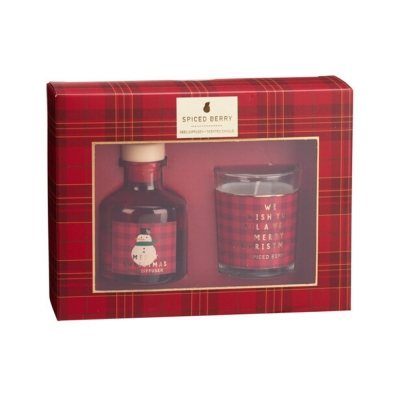 Σετ αρωματικό diffuser - κερί Χριστουγεννιάτικο Spiced Berry