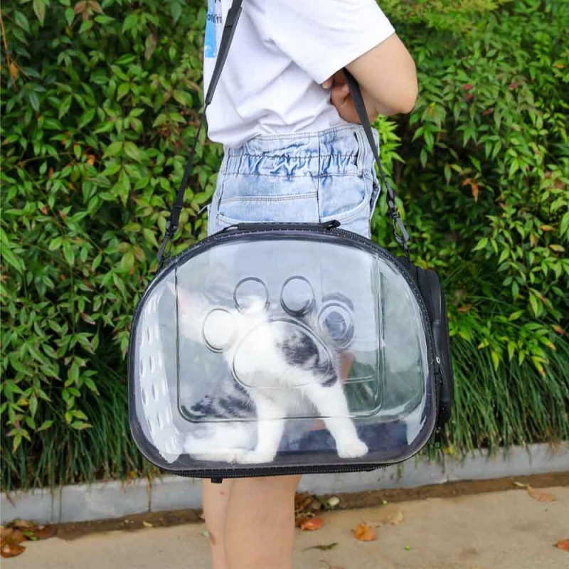 Τσάντα μεταφοράς κατοικιδίου PET διαφανής γκρι Υ28.5×42×32εκ.