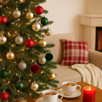 Σετ 16 χριστουγεννιάτικες γυάλινες μπάλες χρυσές Ø8εκ.