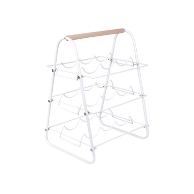 Θήκη μεταλλική λευκή για 9 μπουκάλια κρασιού Υ48x29x9,2εκ.